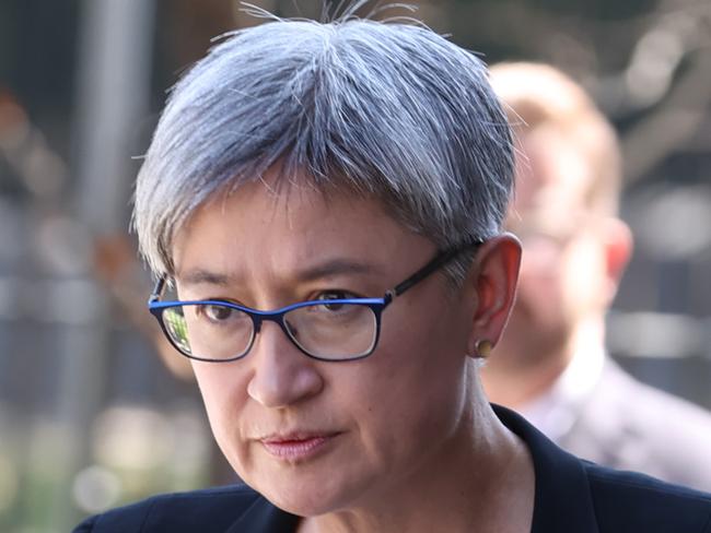 Labor senator Kimberley Kitching's funeral St Patrick Cathedral. Labor senator Penny Wong arrives.          Picture: David Caird