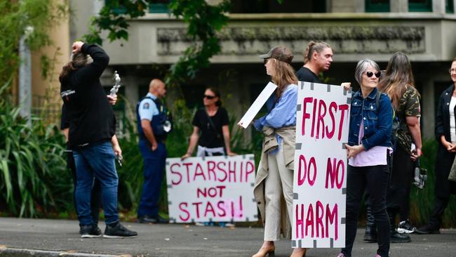 Supporters gather outside Auckland High Court ahead of the hearing. Picture: Alex Burton/NZ Herald