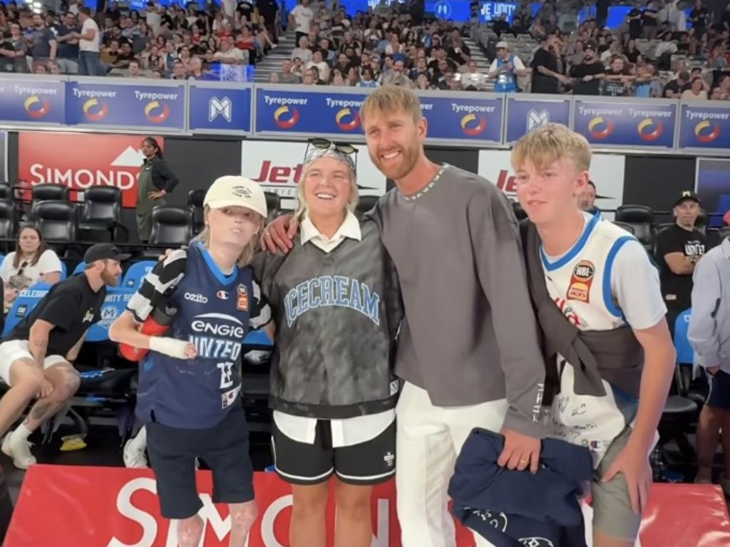 Harrison Pennicott (left) with Tones and I, Dyson Heppell and friend. Picture: Instagram/Supplied