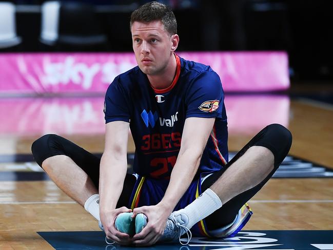 Daniel Johnson of the Adelaide 36ers warms up before a basketball game against the New Zealand Breakers last weekend. Picture: Getty Images