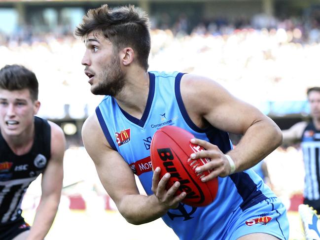 SANFL - Grand Final - Port Adelaide v Sturt at Adelaide Oval. James Battersby looks to go forward. Picture Sarah Reed