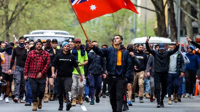 There is concern tradie protests in Melbourne’s CBD may have become superspreader events. Picture: NCA NewsWire / Ian Currie