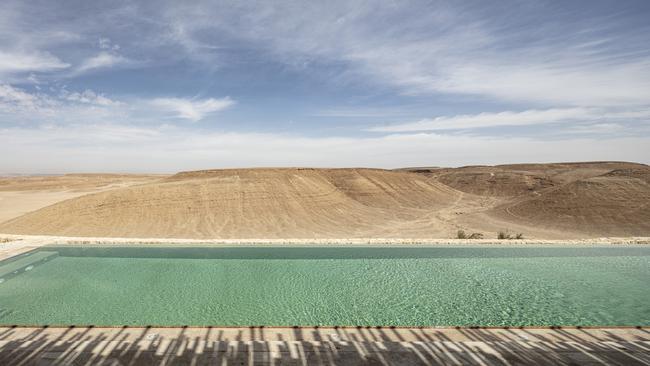 An infinity pool with infinite desert views at the Six Senses Shaharut.