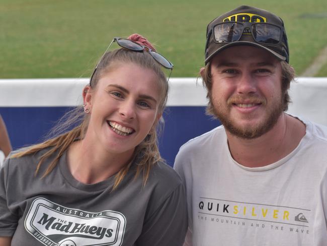 Ash Kincaid and Ryan Holmes at the CQ Capras home games at Rockhamptonâ€™s Browne Park on March 26, 2022.
