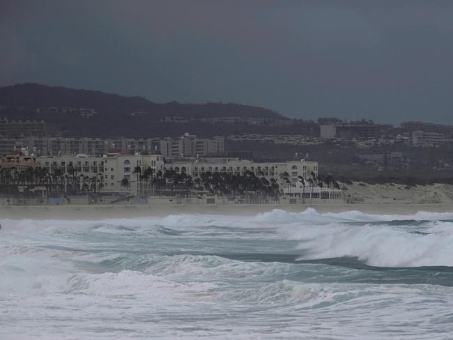 A view of the Medano beach in Los Cabos, Baja California State, Mexico, during the passage of Hurricane Hilary. Picture: AFP