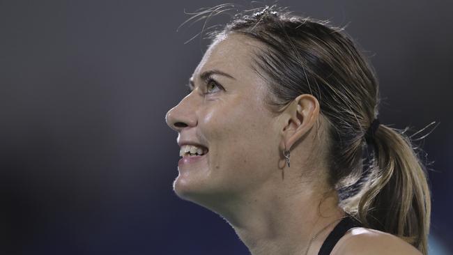 Comeback trail: Maria Sharapova reacts after beating Ajla Tomljanovic from Australia in Abu Dhabi just before Christmas.