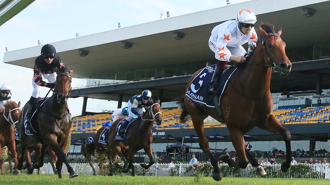 Farnan turned around his flop in the Magic Millions with a dominant win in the Golden Slipper. Magic Millions winner Away Game (left) was second. Picture: Getty Images