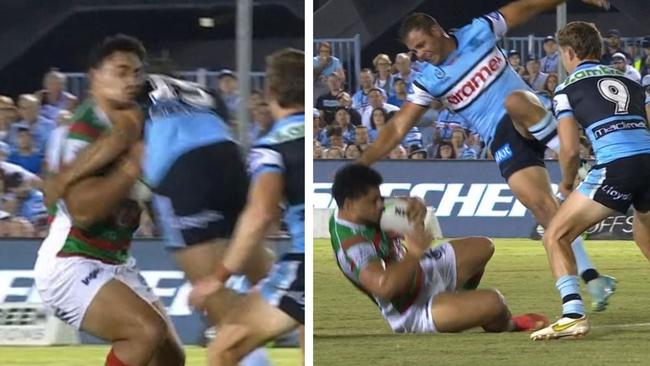 Wade Graham had the big hit but was ultimately sin binned for it. Photo: Fox Sports