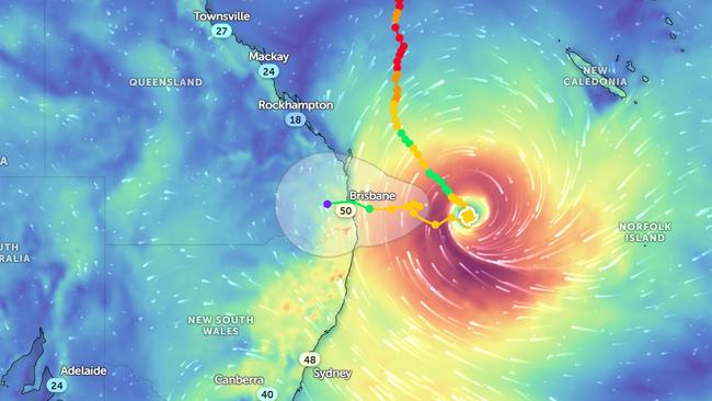 Tropical Cyclone Alfred is tipped to make landfall on Friday afternoon. Picture: BoM