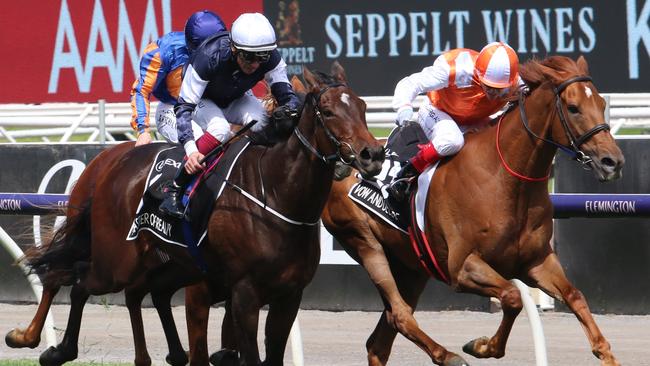 Vow And Declare (right) is looking to claim a second Melbourne Cup after his victory in 2019. Picture: Grant Guy