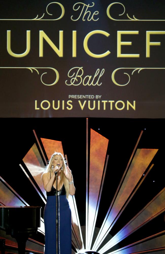 Singer Mariah Carey performs onstage during the Sixth Biennial UNICEF Ball Honoring David Beckham presented by Louis Vuitton at Regent Beverly Wilshire Hotel on January 12, 2016 in Beverly Hills, California. Picture: Jonathan Leibson/Getty Images for U.S. Fund for UNICEF