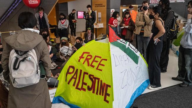 Student activists set up a protest encampment in support of Palestine inside the New School on April 21, 2024 in New York City in solidarity with Columbia University students. Picture: Stephanie Keith/Getty Images/AFP