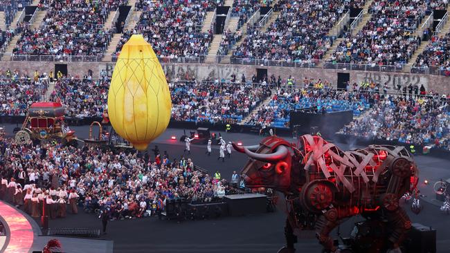 A Raging bull is seen performing during the Opening Ceremony