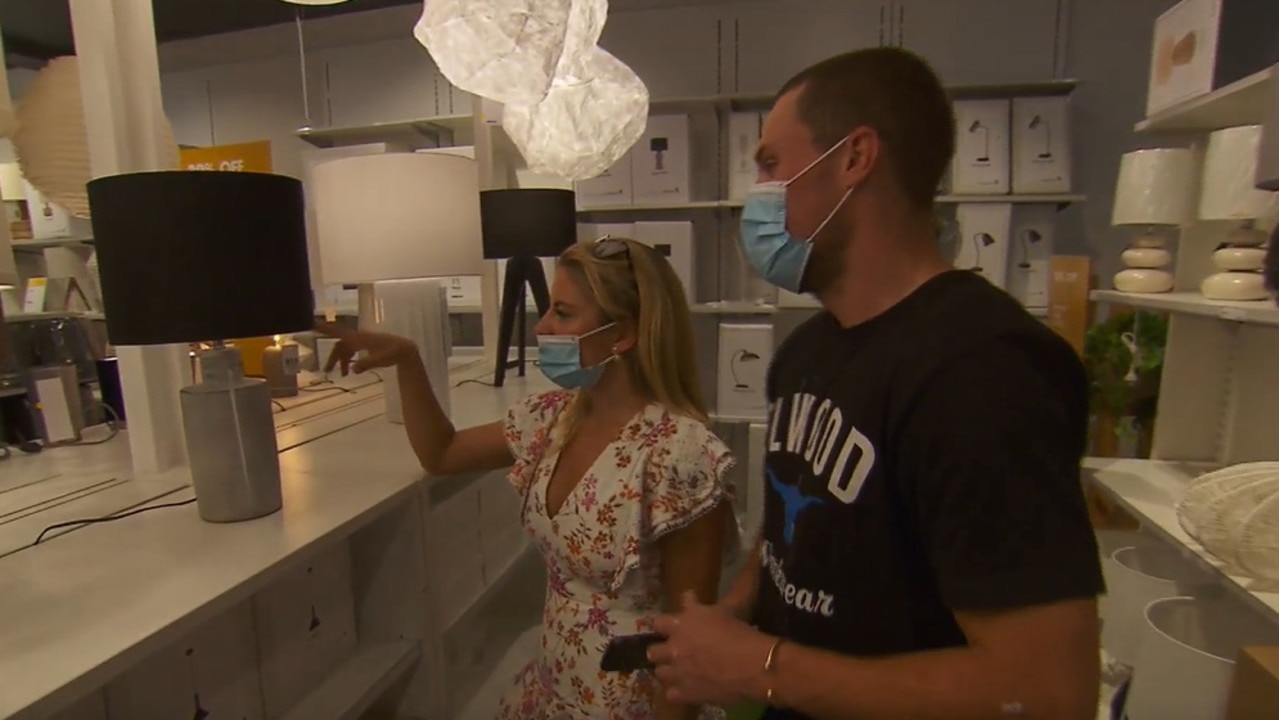 Luke gets some shopping help from his fiance Olivia. Picture: Supplied, Channel 9