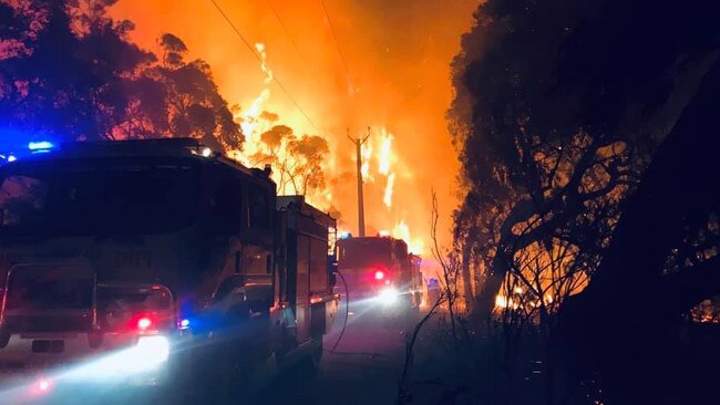 CFS trucks at the Cherry Gardens fire. Picture: Salisbury Country Fire Service