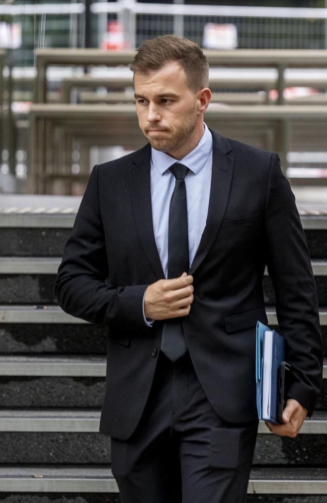Luke Erna leaves Brisbane Magistrates court as the inquest into the deaths of Hannah Clarke and her three children continues in Brisbane. NewsWire / Sarah Marshall