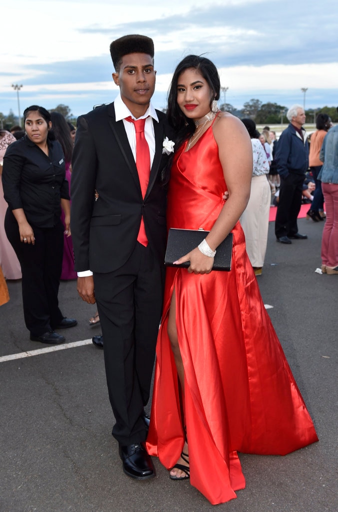 Wajo Wena (left) and Losa Guise. St Saviour's College formal, Toowoomba Turf Club. November 2017. Picture: Bev Lacey