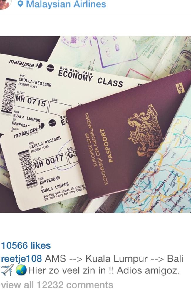 Regis Crolla posted this photo of his ticket and passport before boarding.