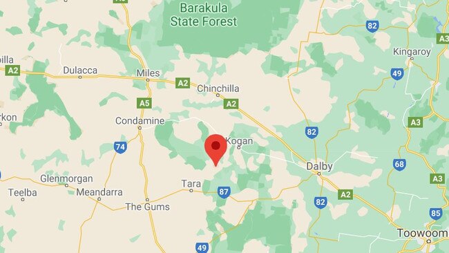 SERIOUS CRASH: A man was seriously injured in a crash on Tara Kogan Road on Saturday night, August 15. Pic: Google Maps