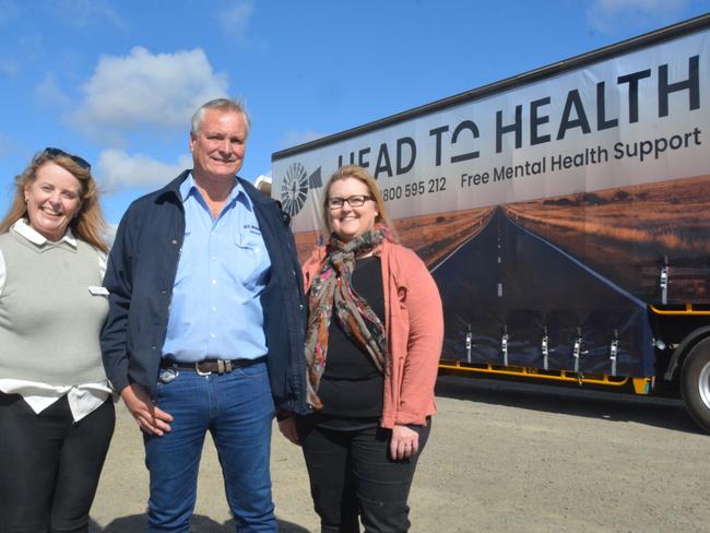 Encouraging residents in rural and remote communities to access the Head to Heath mental health phone service are (from left) Deb Spanner from the Western Queensland Public Health Network, Neil Mansell Transport director Robert Mansell and RHealth general manager Michelle Sieders.