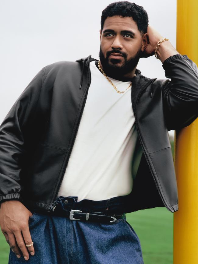 Jordan Mailata for GQ Australia Sport Issue. Picture: Levon Baird