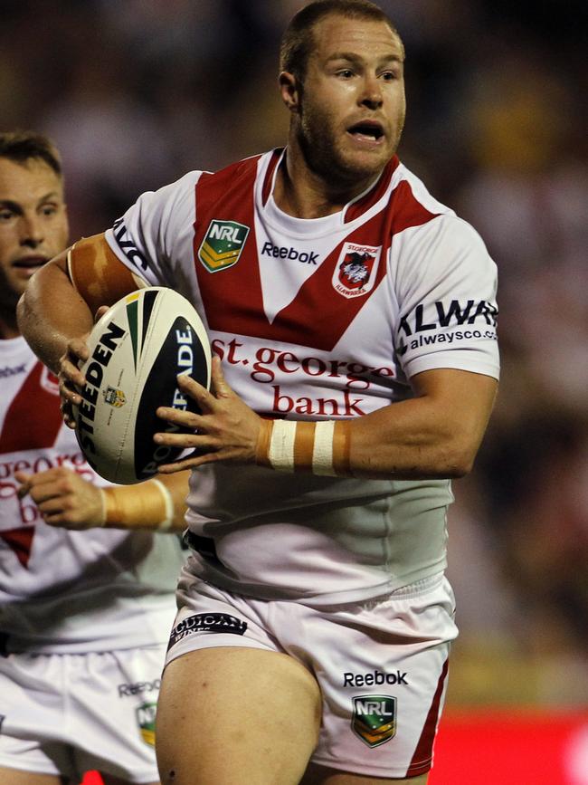 Trent Merrin in action for the Dragons. Picture: AAP Image/Action Photographics