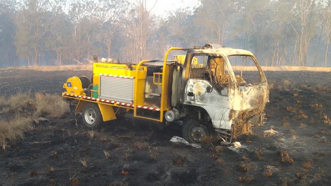 A volunteer female firefighter has suffered critical burns to her upper body, legs and face while battling a grassfire in the South Burnett region on Thursday. Picture: South Burnett Free Press, Grant Newson.