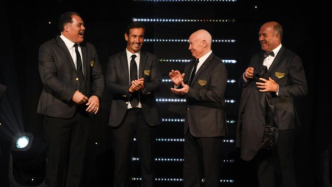 Bob Fulton with fellow Immortals Mal Meninga, Andrew Johns and Wally Lewis.