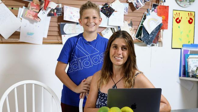 Edge Hill mother of 4 Carol Conway, pictured with her son Ronan Guez, 11, has opened her door to international students studying in Cairns, in a homestay arrangement. She says that living together with foreign students teaches her own children about different cultures and beliefs. Picture: Brendan Radke