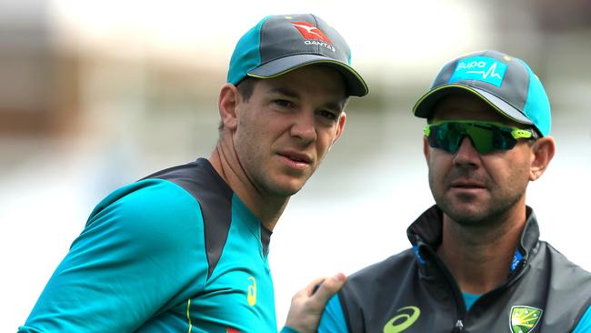 Paine with Ricky Ponting in England, 2018. Picture: Stephen Pond/Getty Images