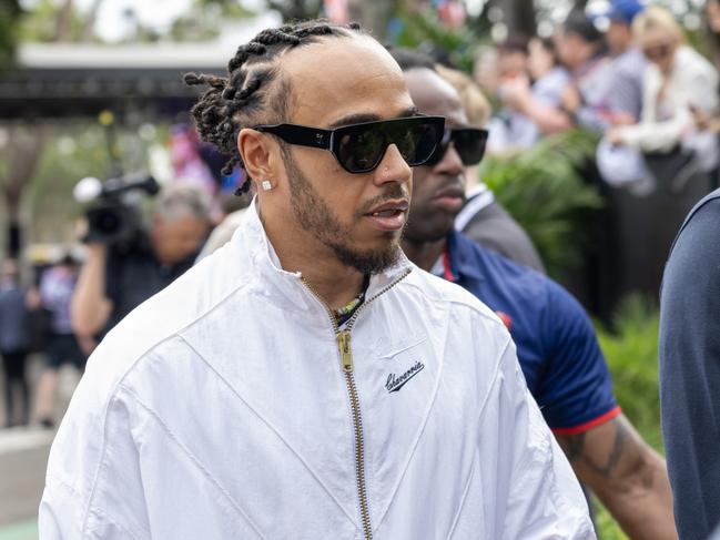 Lewis Hamilton was nabbed by Victoria Police after doing a burnout in his silver Mercedes. Picture: Getty Images