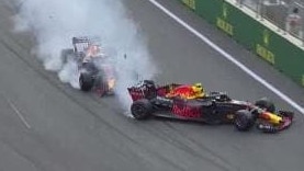 Max Verstappen and Daniel Ricciardo collide.