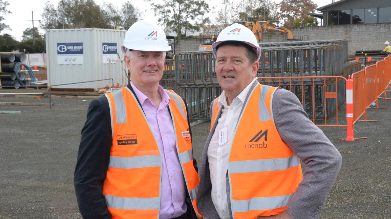 Mission Australia and McNab turn sod on a new 15-unit social and affordable housing precinct on Princess Street in Newtown, Toowoomba. Mission Australia national housing and property executive Chris Bratchford and McNab executive chairman Michael McNab.