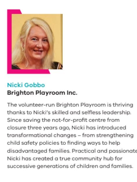 Details of her role with the Brighton Playroom.