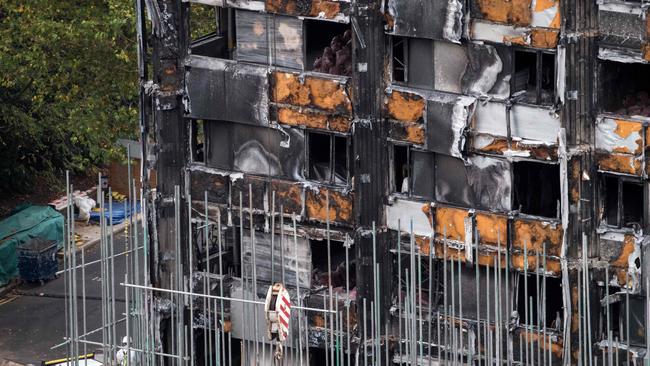 The burnt-out shell of Grenfell Tower in London.