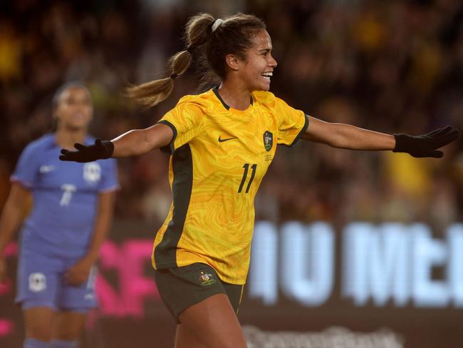 Mary Fowler celebrates the goal that ultimately won Australia the match against France. Picture: Martin KEEP / AFP