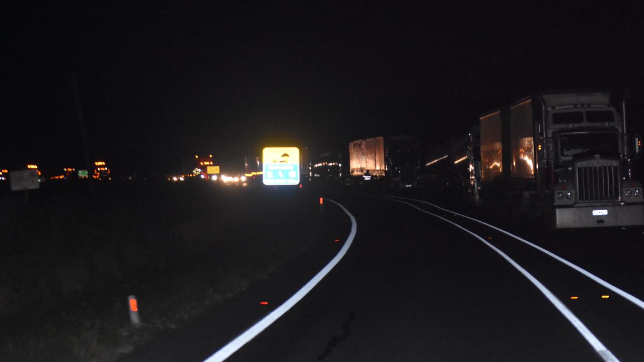 Traffic backed up along the Warrego Highway. Picture: Sam Turner