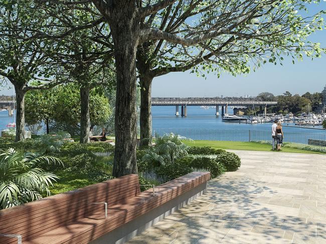 A waterfront parkland will be created for residents to enjoy.