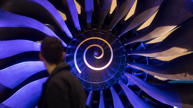 A Rolls-Royce Trent 1000 aircraft engine on display in London. Picture: Bloomberg