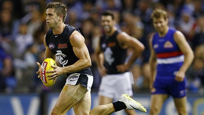 Marc Murphy and the Blues got on their bike against the Bulldogs. Picture: Michael Klein