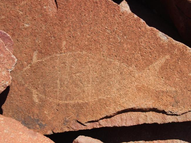 Rock Art in the Burrup Peninsula, Western Australia which is home to the world's largest collection of rock art, as well as a recently lodged application to have the area listed as a UNESCO world heritage site. Save Our Songlines, the activist group is opposed to more industrial developments on the Burrup. Picture: Supplied