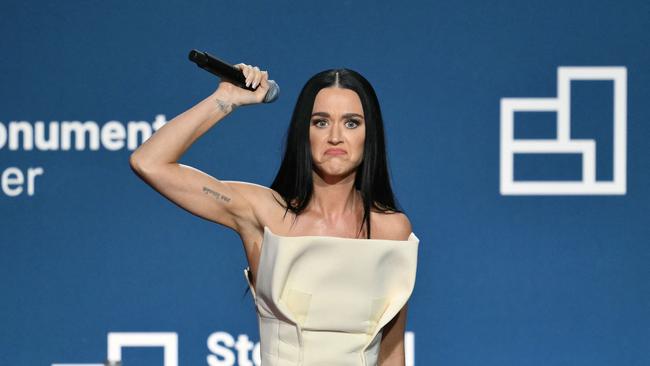 Katy Perry pushed her Woman’s World while backing Kamala Harris. Picture: AFP