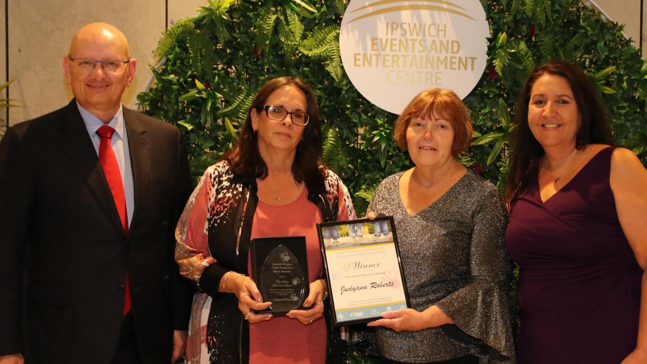 MP Shayne Neumann, Member for Blair with Winner of Troy Salton Memorial Award, Judy-Ann Roberts, Lyn Buchannan, Somerset Regional Council and Mrs Yvonne Salton.