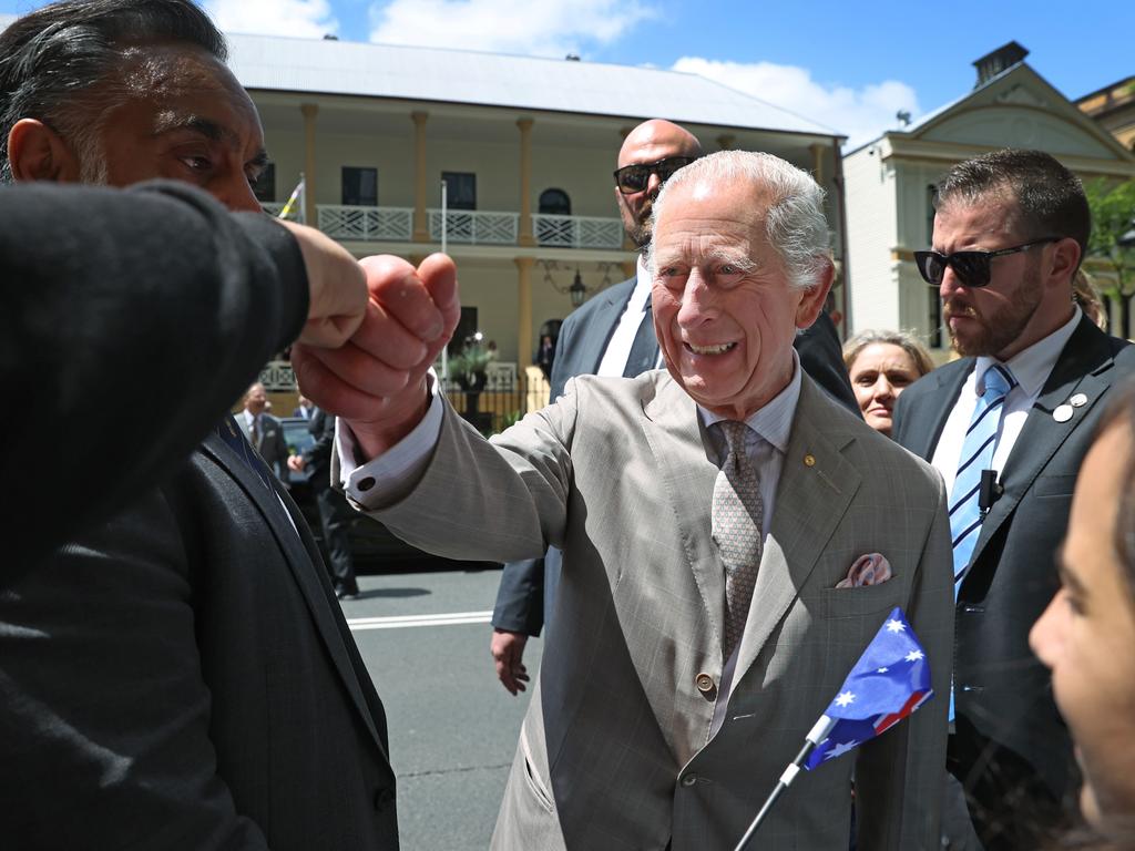 King Charles III greets people on the street following a bicentenary event at the New South Wales Legislative Council in Sydney, Australia. Picture: Getty Images