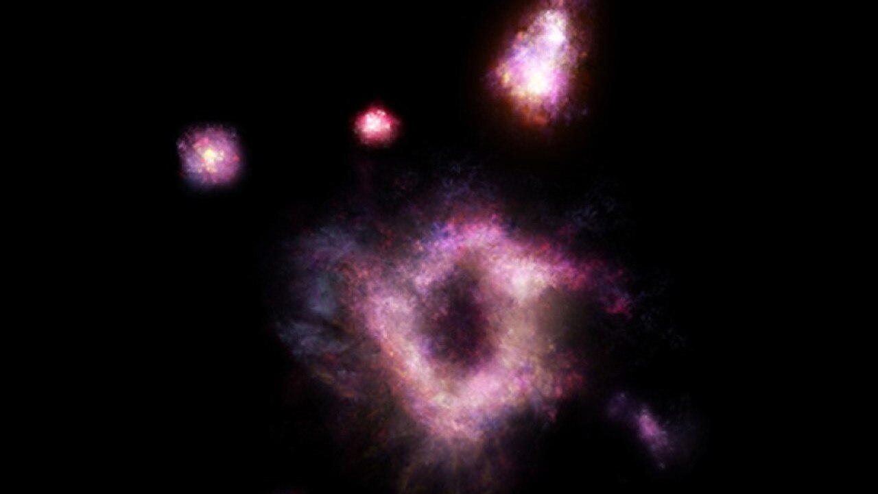 An artist’s impression of the ring galaxy. Credit: James Josephides, Swinburne Astronomy Productions
