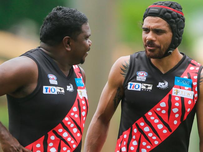 Cyril Rioli starts for the Tiwi Bombers against the Palmerston Magpies on Bathurst Island.Picture GLENN CAMPBELL