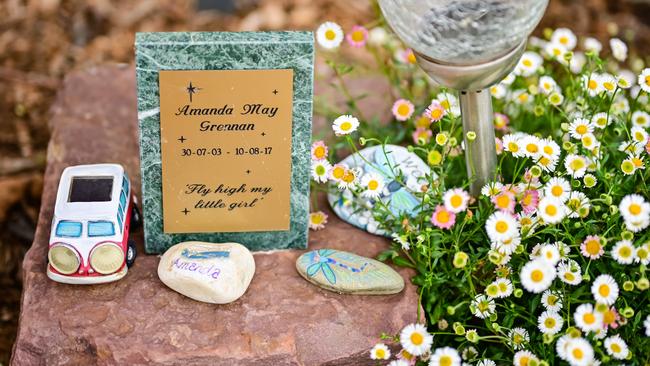 A corner of the memorial garden Cobram mum Deb Langshaw has built in honour of her daughter Amanda. Picture: Simon Dallinger