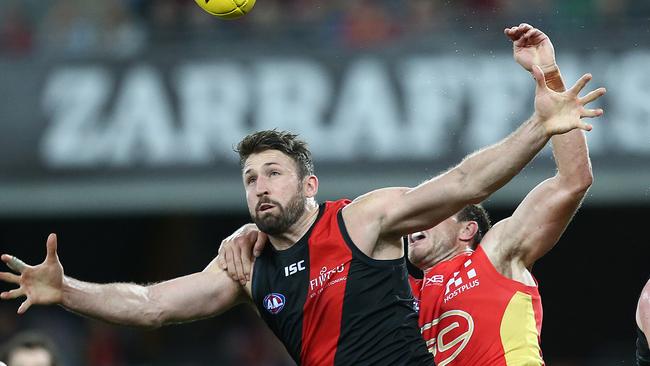 Essendon does its best work with Cale Hooker closer to goal. Pic: Getty Images