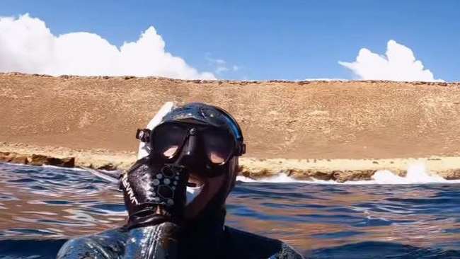 West Australian woman Jasmine Warneford filmed herself being dragged underwater by a tiger shark at Red Bluff. Picture: Facebook