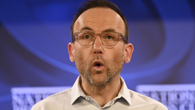 Greens Leader Adam Bandt addressing the National Press Club. Picture: Martin Ollman